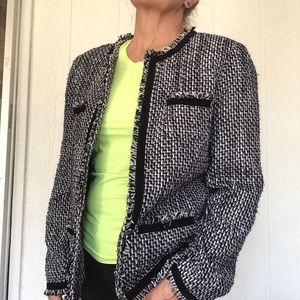 SAG HARBOR BLACK AND PURPLE CLASSIC TWEED JACKET SIZE 14